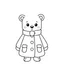 Placeholder: A black and white cute drawing of a warm winter coat, only outline, white background