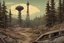 Placeholder: , radio tower, cinematic,post-apocalypse, comic book, forest