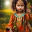 Placeholder: subtle indigenous child, beautiful portrait, flowery landscape, light, sun