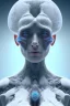 Placeholder: portrait full human body, meditation, beautiful eye, universe, fourth dimension, fractal, realistic, 8k, high quality, extreme detail, symmetrical nose, white hair.