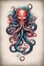 Placeholder: Create a captivating modern 2d colorfull ink tattoo design for print , prestigious (Japanese Octopus) using the elegant influences of japan art style, for print, dynamic elements from fashion and design, and bold Japanese contemporary art aesthetics, framing centered in the center, distanced from the edges of the paper perimeter, perfect anatomy, bauhaus, Divine Proportion,