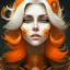 Placeholder: fantasy setting, woman, orange and white hair, wavy hair, freckles, ranger, more orange hair, more white hair,