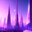 Placeholder: A very beautiful futuristic city, elegant, small crystal edifices, atmospheric, realistic, cinematic lighting, pink blue light, 8k, galactic atmosphere, flowers