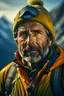 Placeholder: portrait of mountain climber in the Alps as a gold fish,shot on Hasselblad h6d-400c, zeiss prime lens, bokeh like f/0.8, tilt-shift lens 8k, high detail, smooth render, down-light, unreal engine, prize winning