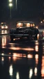 Placeholder: 90s car,rain,reflections,4k,raytracing,night,driving,1940s london background