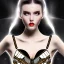 Placeholder: black hair lady warrior bra with diamonds sun