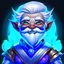 Placeholder: create a male gnomae air genasi from dungeons and dragons, light blue skin, white short hair with skay blue highlights, light blue eyes, wind like hair, wearing vestments, He is short, digital art, high resolution, strong lighting