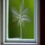 Placeholder: oil painting of a flower through a frosted window pane