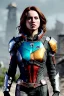 Placeholder: ultrarealistic, ruined city,__mass effect armor__, __angles__, 19 year old woman, strikingly beautiful, ginger hair, silver colour, [__starlets__|__starlets__], (pale __skincolor__ skin:1.2), __camera__, _hair_, detailed face and eyes, medium breasts, leather choker, freckles, dynamic pose, resolved expression, __accessory__, strappy outfit, (straps:1.1), sword in scabard on left hip, (buckles, buttons, snaps, rings:1.0), haltertop style breastplate, detailed eyes, plump lips, sci-fi theme