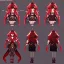 Placeholder: Clear focus,High resolution, Black long hair, Red eyes, Red horns, Wearing a Genshin Impact inspired outfit with black and red as the main color,Outfit includes a short skirt, Looking away from the viewer, Full body, Concept art