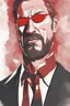 Placeholder: an muscular and menacing Hans Gruber wearing red-tinted glasses