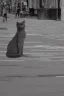 Placeholder: one single mature cat walking on the street, thoughtful, mourning, model style, hyper realistic, extremely accurate, delicate, extremely detailed, Graphic novel style, wide-angle, open aperture, superfine pencil