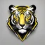 Placeholder: Front logo. 3D. Black, yellow and white palette tiger in artistic style, minimalist