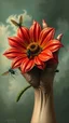 Placeholder: Bosch style painting , A 3D evil hand holding a insects killer flower