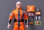 Placeholder: packaging label Mike pence g.i. joe toy doll space force uniform action figure, fluorescent orange