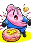 Placeholder: seurity chasing kirby why kirby is eating a donut