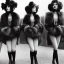 Placeholder: Four Ziegfeld Girls walking symmetrical