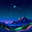 Placeholder: paisaje de montaña nocturno con estrellas fugaces
