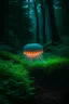 Placeholder: RAW photo, Fuji X-T20, high quality, a glowing bioluminescent jellyfish, floating in a foggy forest, cute