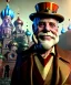 Placeholder: Surreal, steampunk, cabaret scene. Russian old man. Sweat, rain, smoking, happy, hot, people background, highly detailed, concept art, unreal engine 5, god rays, ray tracing, RTX, lumen lighting, ultra detail, volumetric lighting, 3d, finely drawn, high definition, high resolution.