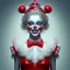 Placeholder: Ultra detailed very beautiful smileing cute clown girl,beautiful real skin, red nose, shallow of dept 3d, symmetrical, ultra detailed curl hair, ambient lighting, ultra detailed face, concept art, circus,party, digital painting, octane render, art by artstation