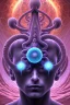 Placeholder: Spiritual sphere with Tentacles over human Head creating reality around, wrapping Tentacles around Human, Dimethyltryptamine