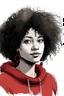 Placeholder: Sketch of a black woman with curly hair we a redsweater