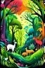 Placeholder: A colorful front cover book image of animal kingdom inside deep forest