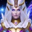 Placeholder: cosmic mage, elf, female, battle mage, epic, cosmic magic, long ears, white hair, face details, pale skin, jewellery, broad shoulders, sharp ears, cosmic clothes, cosmic eyes, ears shown, light out of eyes, the cosmos in eyes, stars in eyes, shining eyes, non human face, thin face, animation, detailed ears, magical eyes, non realistic