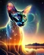 Placeholder: lora:Double Exposure Flux:1.0> A Oriental shorthair Siamese cat Against stars background Hyperealistic bioluminescent double exposure of Intricate Elaborate Double Exposure :: transparent cthulhu :: white background :: sunset+technology+memories inside double exposure art :: transparent layers by Photoshop Layers :: post processed double exposure art :: inspired by Surrealism+Pointillism+Double exposure art
