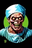 Placeholder: Science experiment Horror zombie surgeon by Richard Corben, Todd Schorr, T-Shirt Design, Black Background