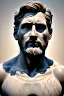 Placeholder: Ultra Realistic image, classical renaissance sculpture, white marble material, Lionel Messi, Laurel leaves crown, miguel angel style, chisel style, emperor, waist up portrait, epic, celestial, cinematic lighting, God light, god rays, 4k resolution, smooth details, ornate details, soft lighting, unreal engine 5, sky background.