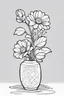 Placeholder: outline art for cute flower in vase coloring pages with which, White background. sketch style, clean line art, white background, no shadow and clear