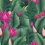 Placeholder: Separate waterfall with tropical leaves and dragon fruit