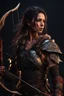 Placeholder: female warrior with a bow and arrow wearing leather half armour dark fantasy Realistic 4k