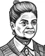 Placeholder: Ida B wells, b&w line art style fashion, preppy style, simple line art, one line, line art, line drawing style, white background, picture, coloring book style on white background, well composed, clean coloring book page, No dither, no gradient, strong outline, No fill, No solids, vector illustration, –ar 9:11 –v 5