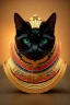 Placeholder: kente scene, Black Egyptian Cat, jewelry, thread, embroidery, octane render, high detail, warm light