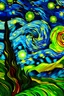 Placeholder: represents two flows: they have the same average flow, but different turbulent intensity. use as reference The Starry Night by van Gogh. create 1 image for each flow