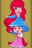 Placeholder: Portrait lady, full body shot, full-color long shot style of Strawberry shortcake