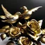 Placeholder: gold metallic roses and gold metallic dove