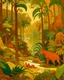 Placeholder: A tan dry prehistoric jungle painted by Paul Ranson