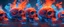 Placeholder: multiple glass human skulls, high temperature, glowing blue on the bottom, glowing red on the top, large blue red and orange flame coming from under and behind hovering in high in the sky, contrasting colors precisionism psychedelic art surrealism street art digital illustration wet wash 64 megapixels 8K resolution 8K resolution telephoto lens telephoto sharp focus Unreal Engine 5 VRay radiant retro futuristic galactic