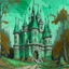 Placeholder: A mint colored Halloween theme castle painted by Claude Monet