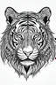 Placeholder: realistic tiger head tattoo idea, line art, background, vector, svg, black outline on white background, leave plenty of white space beetween lines for coloring, tattoo style, tattoo idea,full body, minimalist