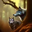 Placeholder: frank frazetta style, wolf in the forest clearing