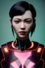 Placeholder: Medium Close Up Portrait, Front image. cyberpunk Asian woman, rabbit mask, pink short hair. latex suit. Red, black, gold, color. Ghost in the shell style. Color background, photo studio. Avatar image, highly detailed, concept art, smooth, unreal engine 5, god rays, ray tracing, RTX, lumen lighting, ultra detail, volumetric lighting, 3d, finely drawn, high definition, high resolution.