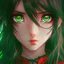 Placeholder: beautiful anime girl, red, nice, black, green eyes