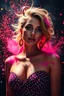 Placeholder: Beautiful amazing phantastic woman world fashion supermodel Hollywood superstar, retro dots, orbs, colorful splash, magic lighting, paint powder explosion, cinematic atmosphere, 8k resolution, molecules structure, atoms under microscope, nature macro, sacred geometry, galaxies, planets, cosmic future, heavenly mood