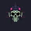 Placeholder: 8 bit pixelart cyberpunk skull,servitor, Comic style