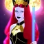 Placeholder: Attractive young teenage girl with golden fire red hair wearing a galactic tiara, who is dressed like a witch casting a spell with a quarterstaff on the moon, she has cat ears and open dazzling blue eyes, has a normal nose, background is realistic space, the girl is on a planet, black goth girl dress, full body portrait, arm colors gradient effect into stars, rendered, unity 3d, unreal engine, dslr, hdr, 4k, edited, photorealistic, normal number of appendages, freckles, artists rendered,